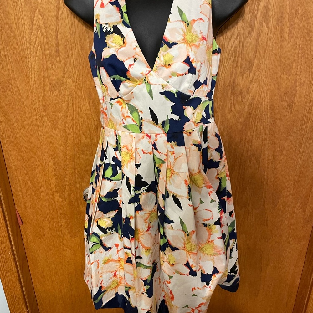 Jcrew sateen floral fit and flare dress, size 0